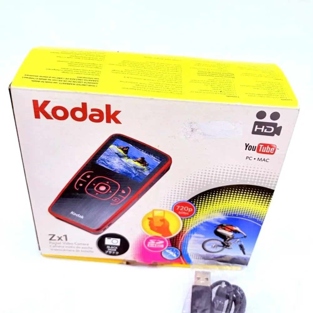 Kodak Zx1 HD Pocket Video Camera Camcorder 720p w/ Box Cables Manual